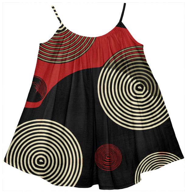 Red Black Gold Retro Pattern Girl s Tent Dress