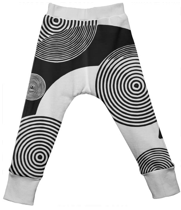 Black White Retro Pattern Kid s Drop Pants