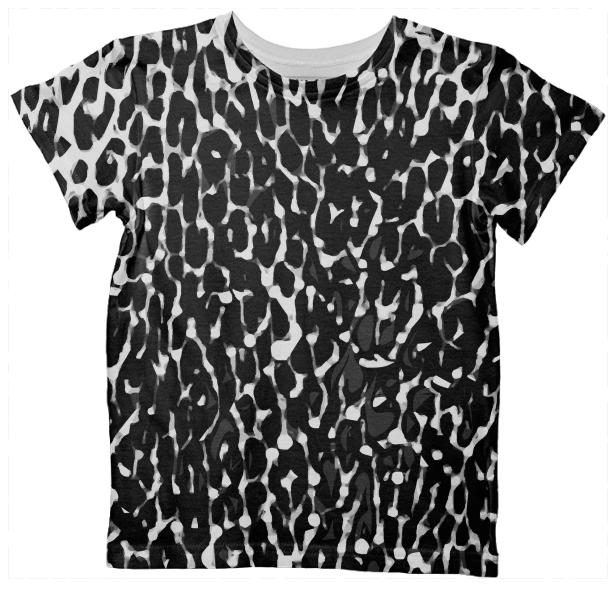 Black White Cheetah Abstract Kid s Tshirt