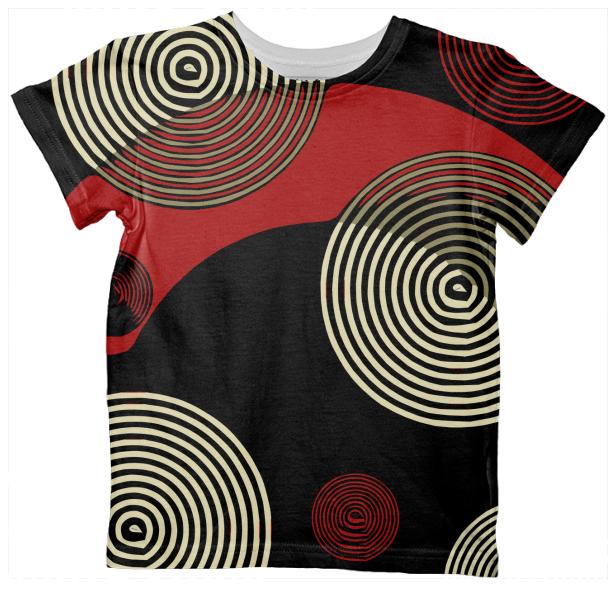 Red Black Retro Pattern Kid s Tshirt