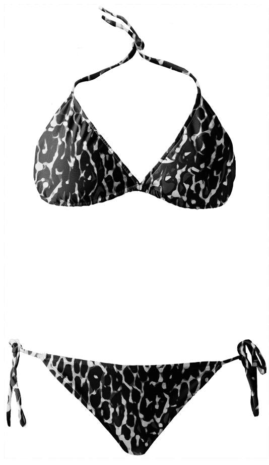 Blk Wht Cheetah Abstract Bikini