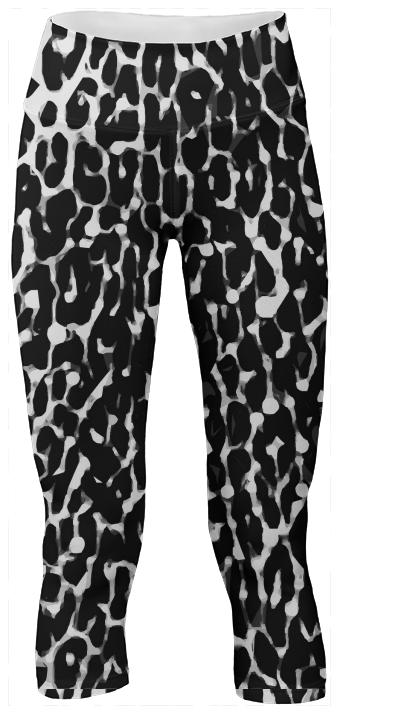 Black White Leopard Abstract Yoga Pants