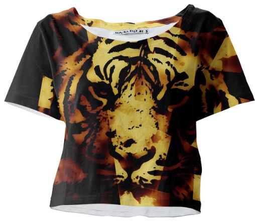 Gold Tiger Abstract Crop Shirt