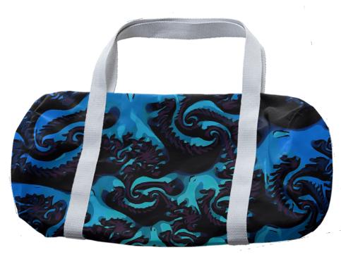 Turquoise Blue Fractal Duffle Bag