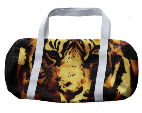 Gold Black Abstract Tiger Duffle Bag