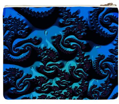 Gorgeous Turquoise Blue Fractal Neoprene Clutch