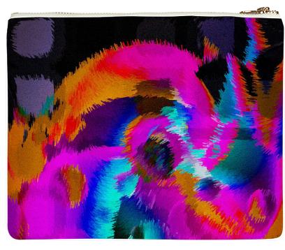 Florescent Pink Turquoise Black Abstract Neoprene Clutch