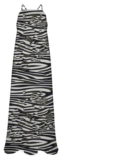 Crazy Gorg Zebra Abstract Chiffon Maxi Dress