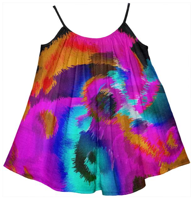 Florescent Pink Turquoise Abstract Girl s Tent Dress