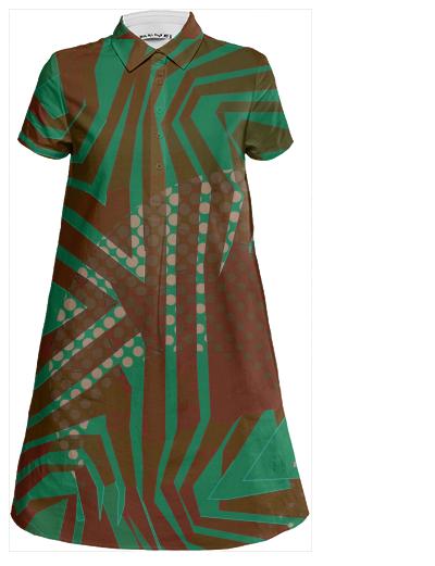 Beautiful Green Burgundy Tribal Mini Shirt Dress