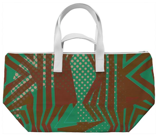 Green Burgundy Tribal Pattern Weekend Bag