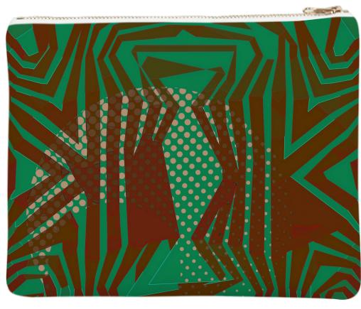 Green Burgundy Tribal Pattern Neoprene Clutch Bags