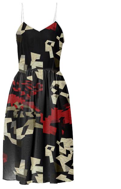 Black Red Abstract Summer Dress