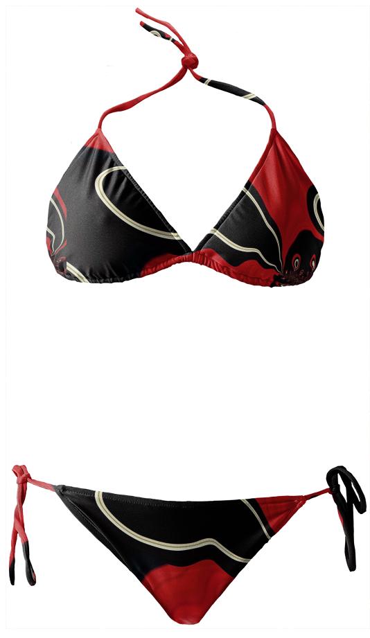 Lava Red Black Fractal Bikini