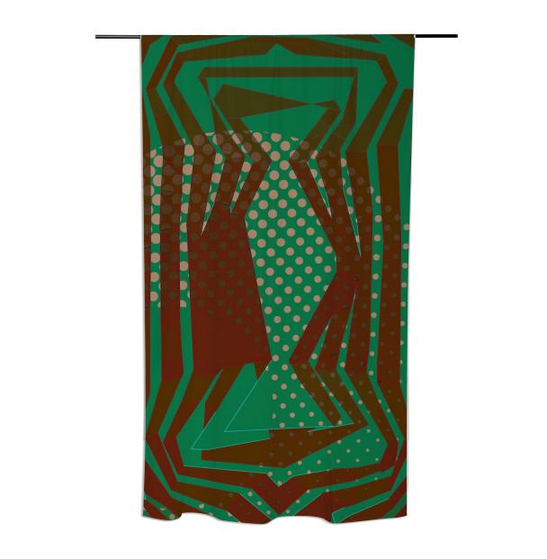 Green Burgundy Tribal Pattern Curtain