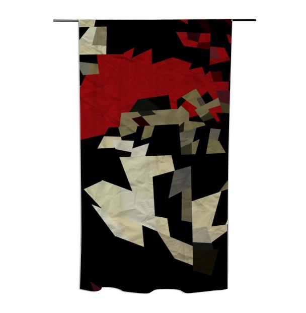 Red Black Chopped Abstract Curtain