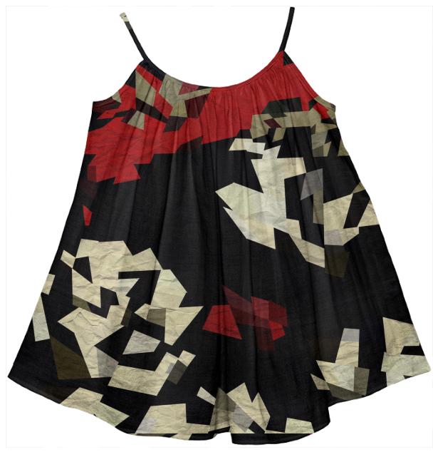 Red Black Chopped Abstract Girl s Tent Dress
