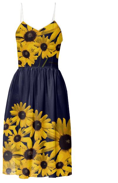 Beautiful Yellow Flowers Summer Dress