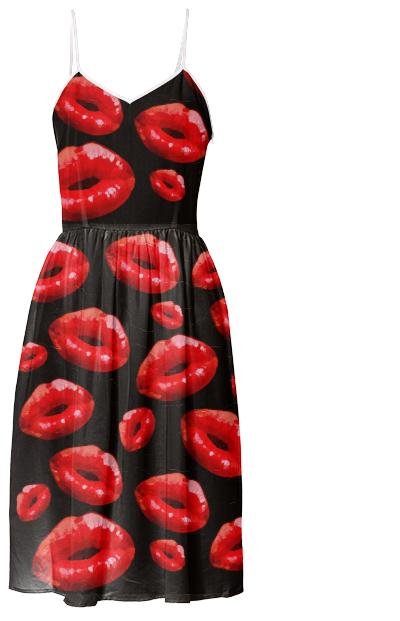 Red Lipstick AOP Summer Dress