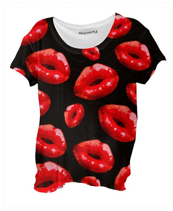 Red Lipstick AOP Drape Shirt