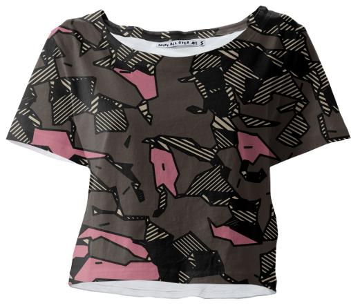Pink Camouflage AOP Crop Shirt