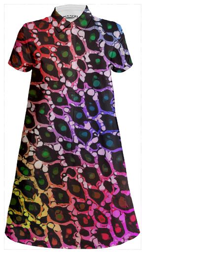 Rainbow Cheetah Mini Shirt Dress