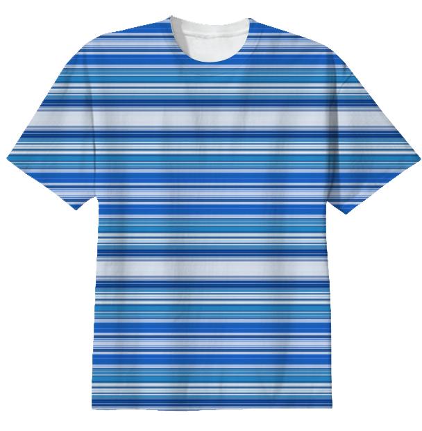 Blue and White Horizontal Stripe T shirt