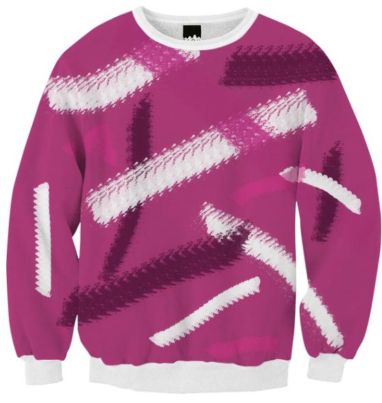 Berry Brushwork Ribbed Sweatshirt