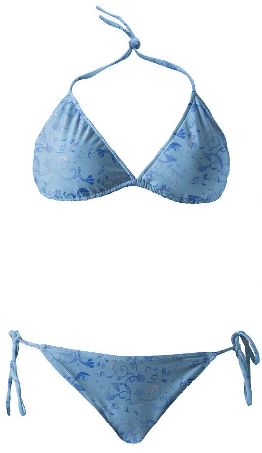 Pastel Blue Floral Bikini