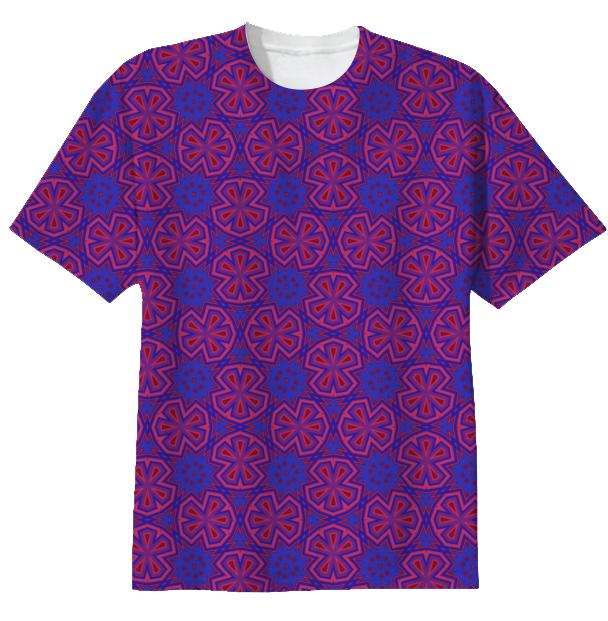 Berry Digital Floral Pattern T shirt