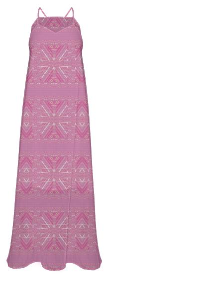 Beautiful Pink Tribal Pattern Chiffon Maxi Dress