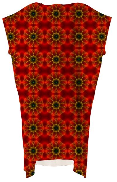Glowing Red Fractal Flower VP square dress