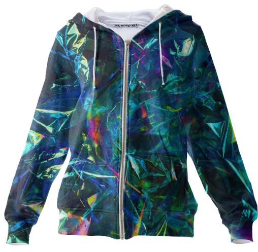 Blue iridescent foil hoodie