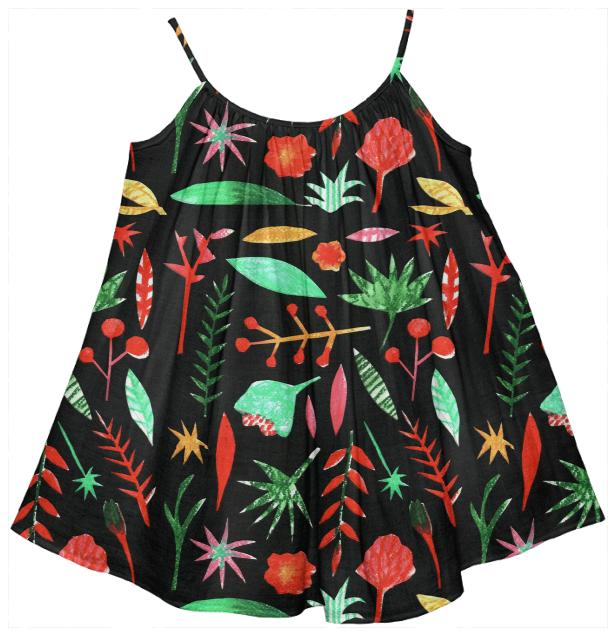 Black Plants Tent Dress