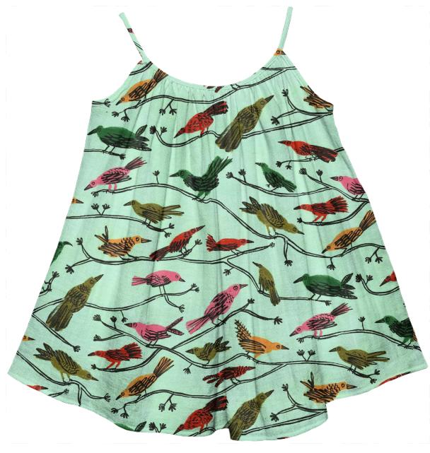 Green Birds Tent Dress