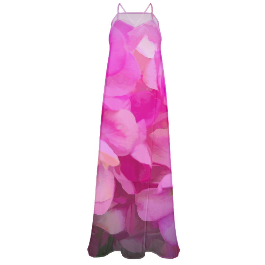 Pink Flower Background Chiffon Dress