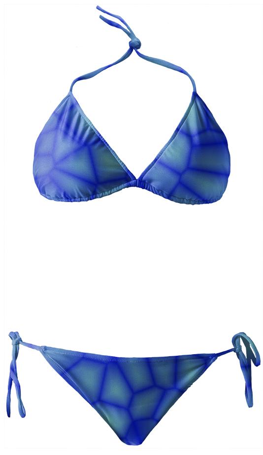 Blue Voronoi Crackle Bikini