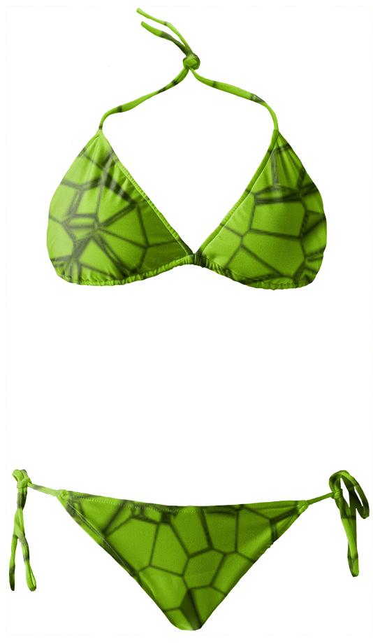 Green Voronoi Crackle Bikini
