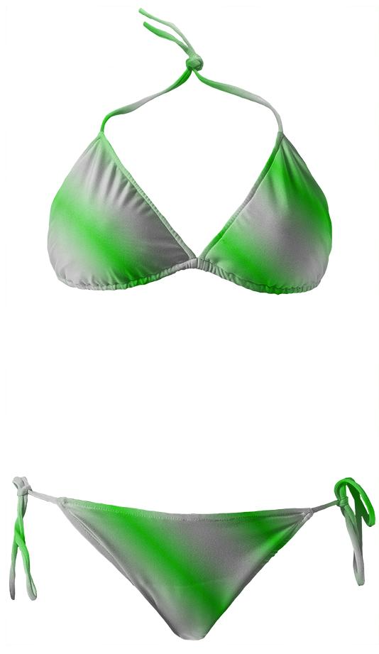 Green White Striped Bikini