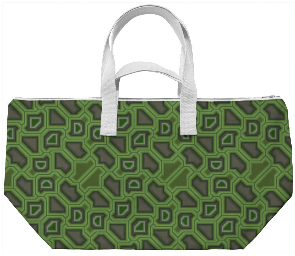 Green Patterned Weekend Bag