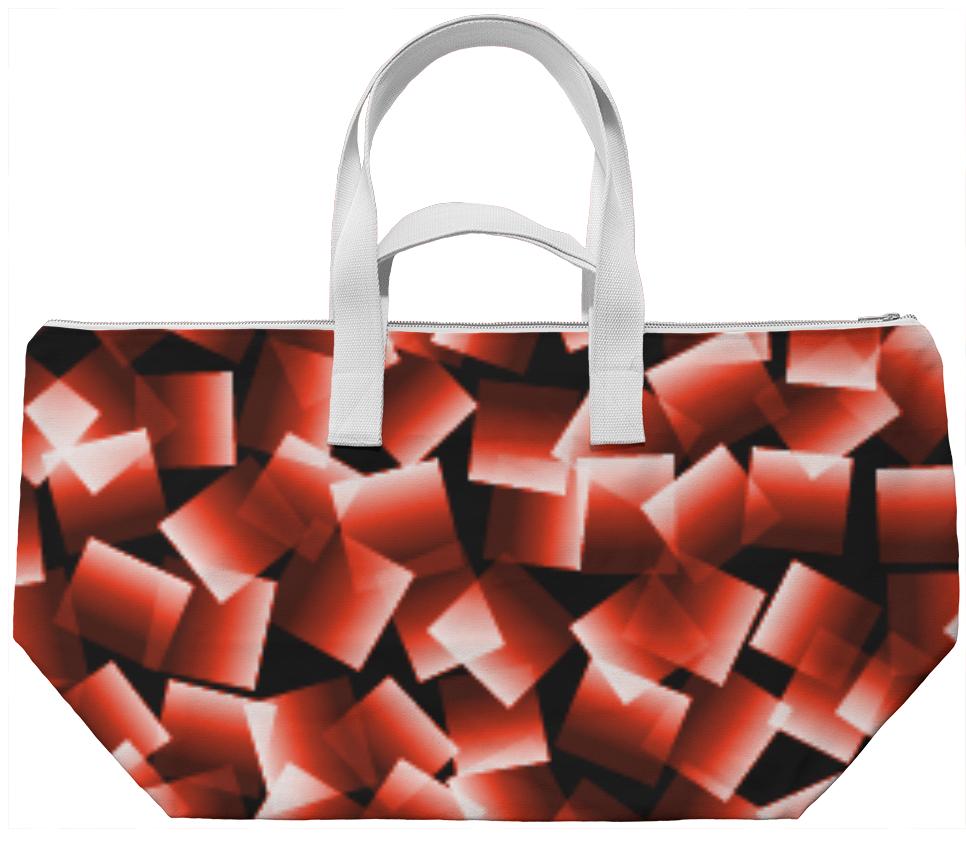 Shading Red Squares Weekend Bag
