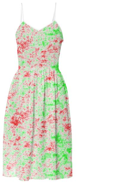 White Red Green Perlin Noise Dress