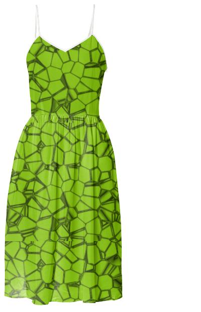Green Voronoi Crackle Summer Dress