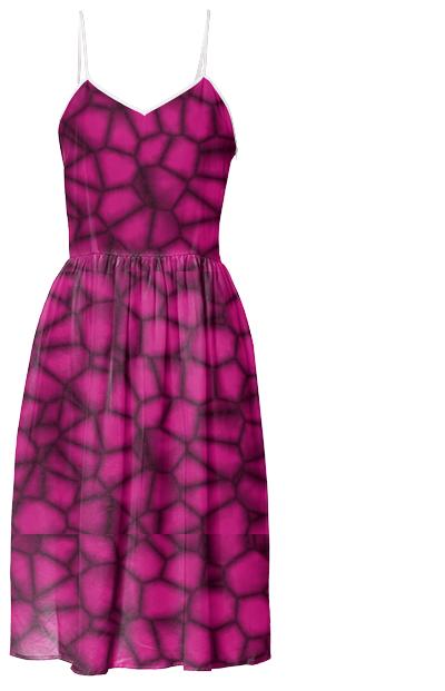 Magenta Voronoi Crackle Summer Dress