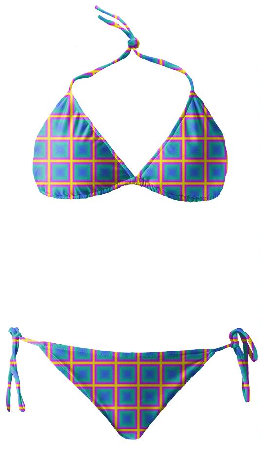 Multi Coloured Square Patterned Bikini