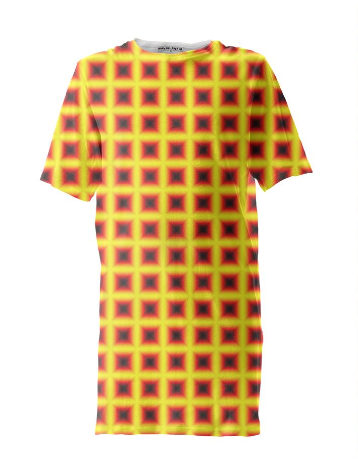 Yellow Red Black Square Patterned Tall Tee
