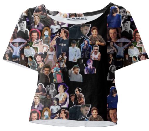 one direction collage crop tee