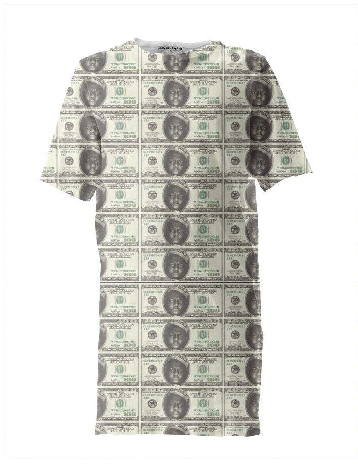 Gimme The Loot Biggie Face 100 All Over Print Tall Tee Shirt
