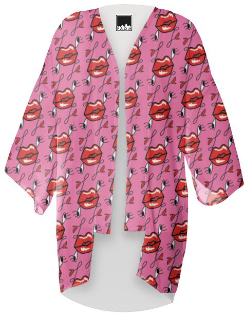 Lavinia fenton pink kiss logo kimono