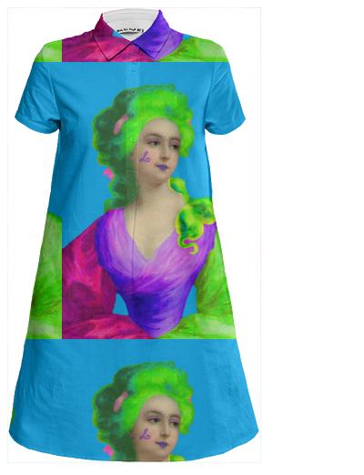 Lavinia fenton fluo neobaroque block mini shirt dress